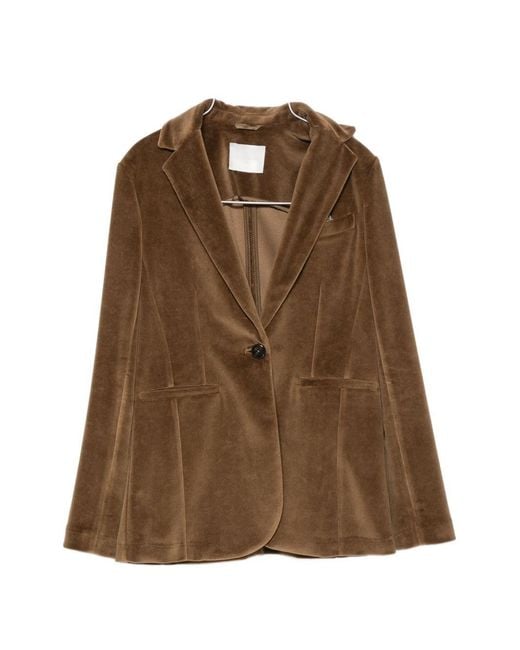 Circolo 1901 Brown Velvet Single-Breasted Jacket