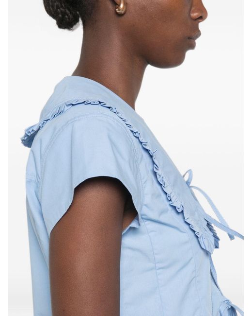 Ganni Blue Organic Cotton Top