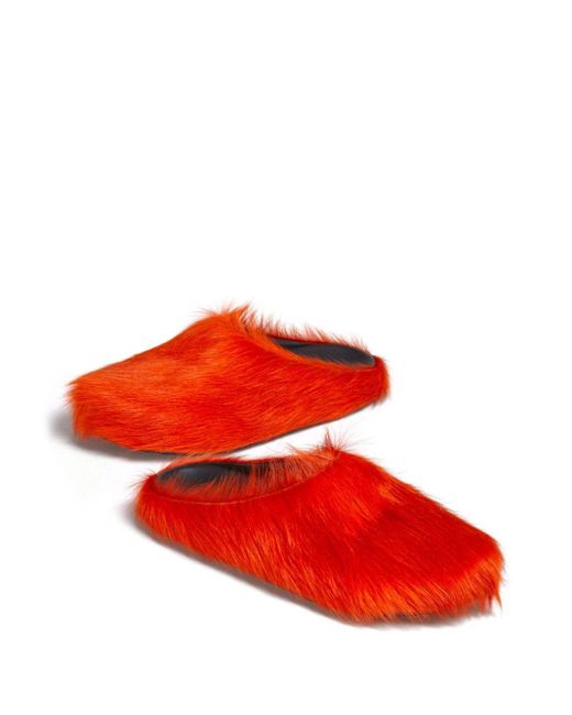 Marni Red Fussbett Faux-fur Slippers for men