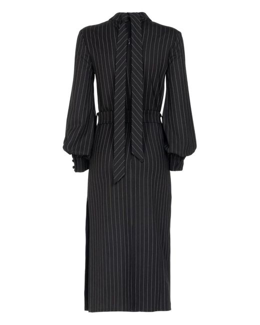 LES FILLES D'EVA Black Pinstripe Wool Dress