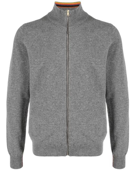 Paul Smith Gray Cashmere Zip-up Cardigan for men