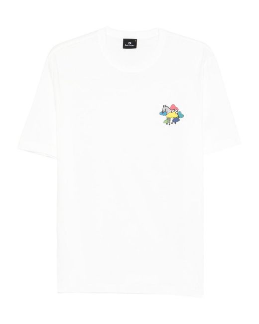 Paul Smith White Zebra Organic Cotton T-Shirt for men