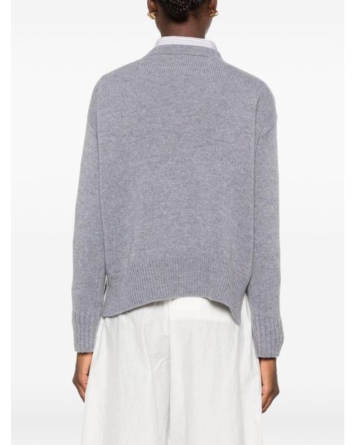 Base London Gray Wool And Cashmere Crewneck Sweater