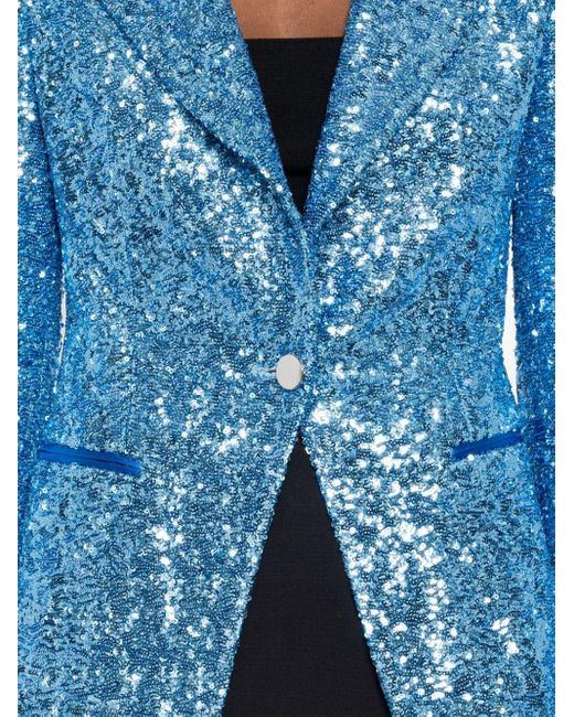 Tagliatore Blue Sequined Single-Breasted Jacket