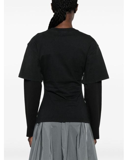 Courreges Black Layered Cotton T-Shirt