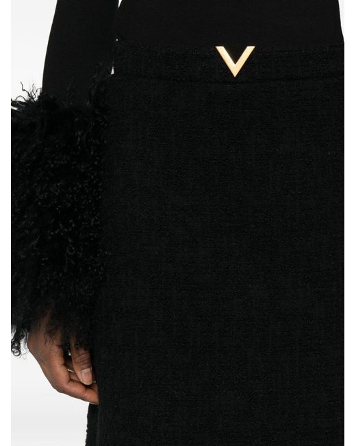 Valentino Black Vlogo Signature Wool Skirt