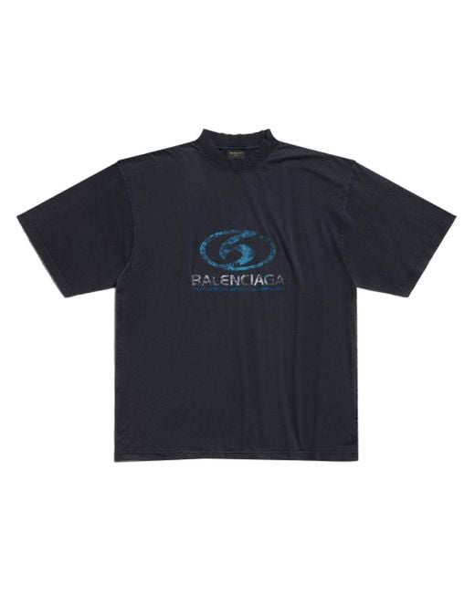 Balenciaga Blue Surfer Cotton T-shirt for men