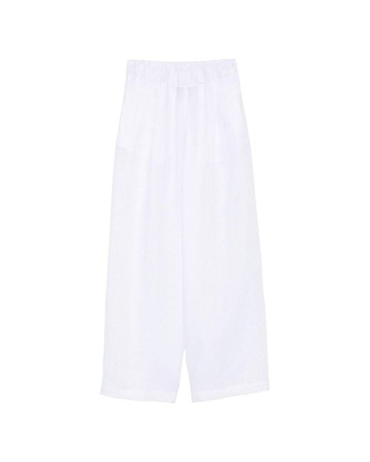 Semicouture White Jhonny Linen Trousers
