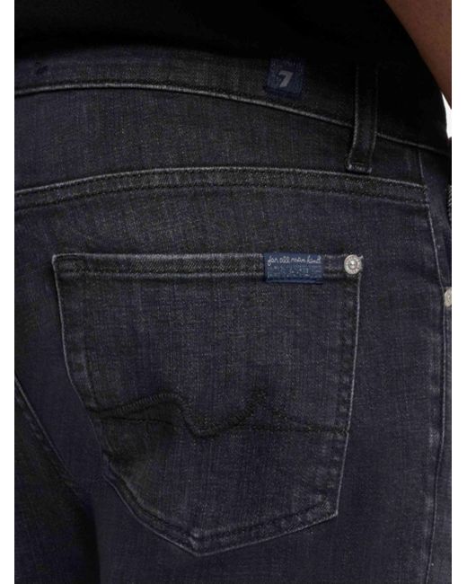 7 For All Mankind Blue Stretch Cigarette Trousers for men