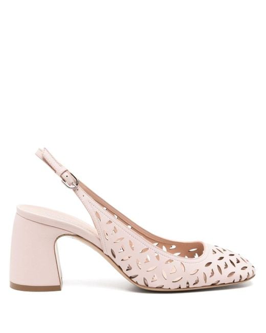 Emporio Armani Pink Perforated Leather Slingback Pumps