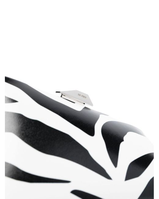 The Attico White Midnight Zebra Pattern Leather Clutch Bag