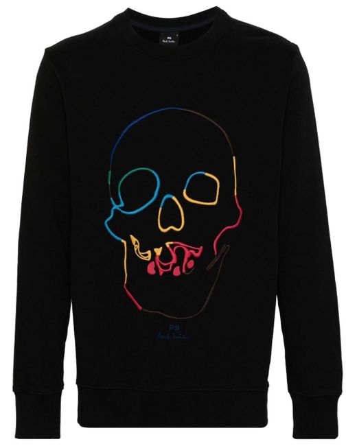 PS by Paul Smith Black Embroidered-motif Organic Cotton Sweatshirt for men