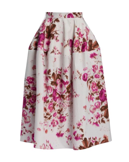 Erdem Pink Floral Print Midi Skirt