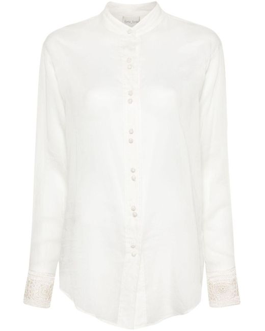 Forte Forte White Cotton Silk Voile Oversized Shirt Crochet Details