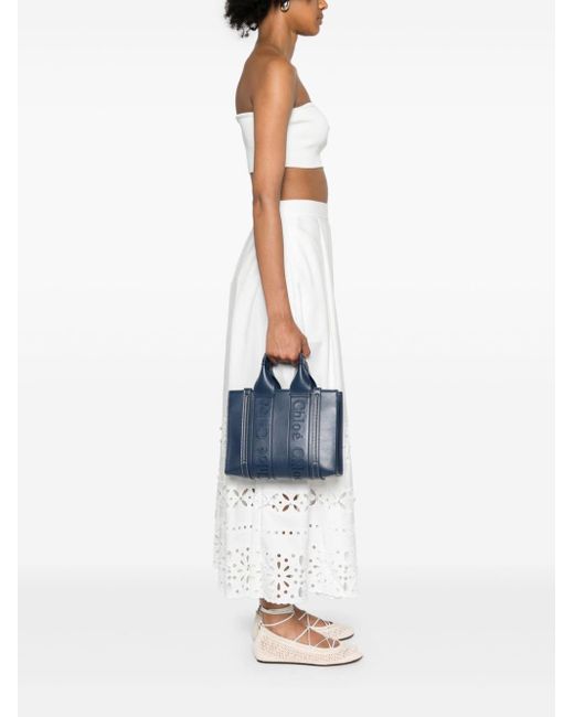 Chloé Blue Woody Small Leather Tote