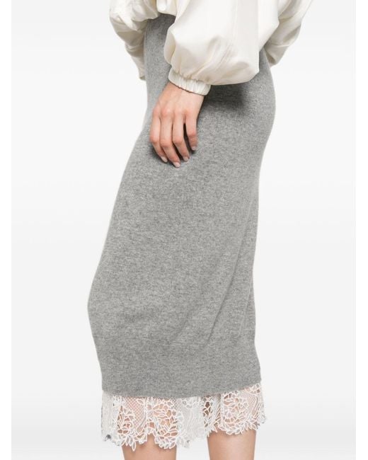 Ermanno Scervino Gray Cashmere Midi Skirt