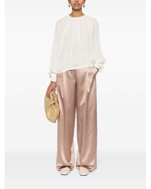 Max Mara Pink Satin Wide-Leg Silk Trousers