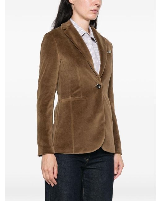 Circolo 1901 Brown Velvet Single-Breasted Jacket