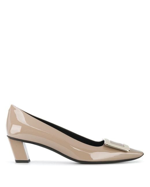 Roger Vivier Natural Belle Vivier Leather Pumps