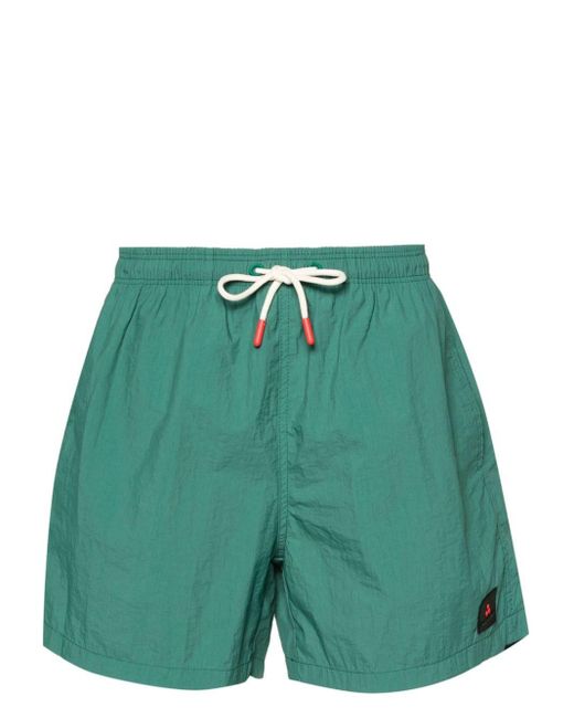 Peuterey Green Appliqué-logo Swim Shorts for men