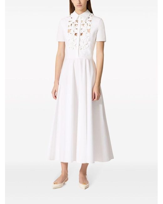 Valentino White Embroidered Long Dress