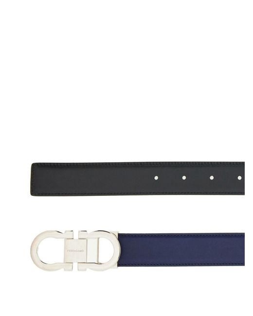 Ferragamo Black Gancini-buckle Leather Belt for men