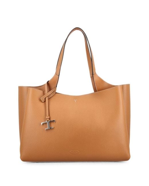 Tod's Brown T Timeless Medium Leather Tote