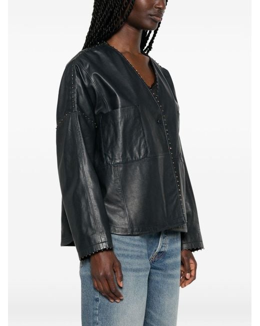Forte_forte Black Leather Kimono Jacket