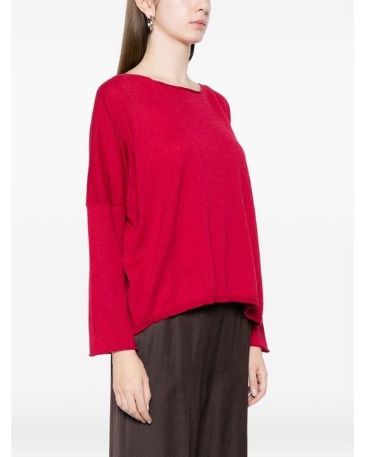 Be You Red Cotton Boat-Neck Sweater