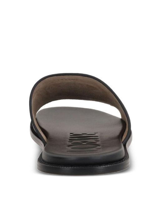 Loewe Black Flex Anagram Leather Slides for men