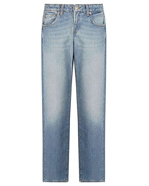 7 For All Mankind Blue Low Straight Denim Jeans