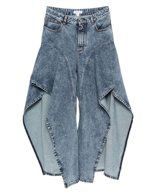 Alaïa Blue Ruffle Denim Jeans