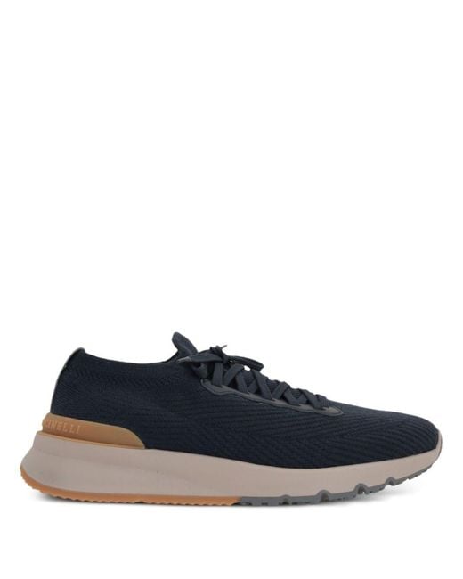 Brunello Cucinelli Blue Wool Sneakers for men