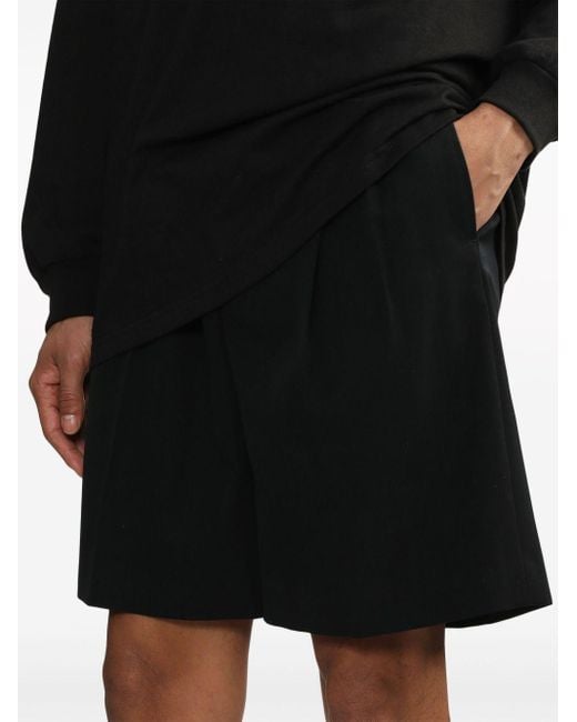 Auralee Black Pleated Wool-gabardine Shorts for men