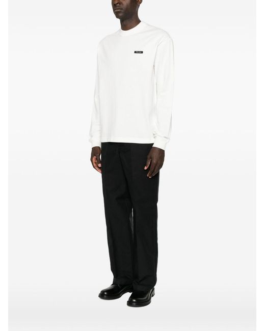 Prada White Cotton Crewneck Sweater for men