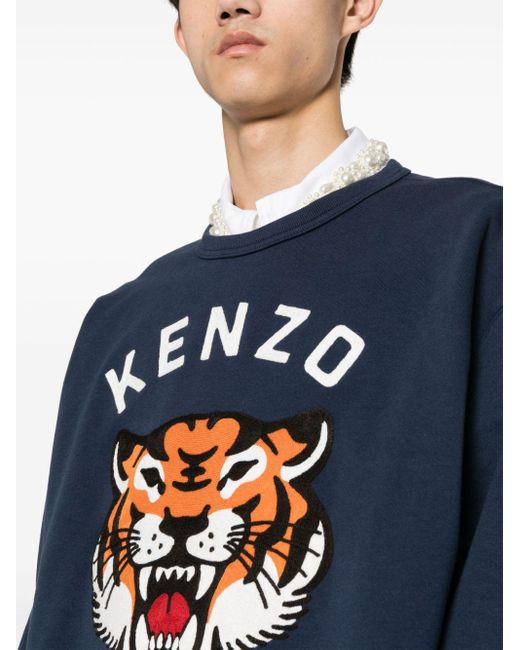 KENZO Blue Lucky Tiger Cotton Sweatshirt