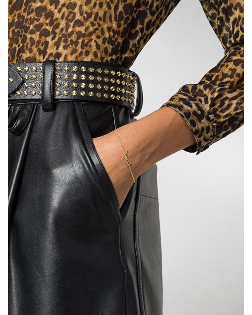 Saint Laurent Metallic Interlocking Monogram Bracelet