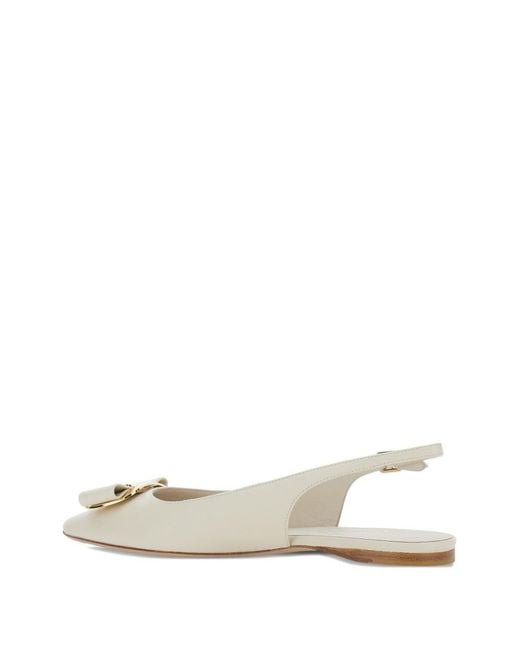Ferragamo White Leather Slingback Pumps