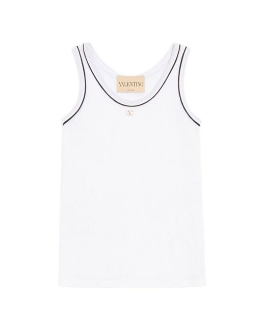 Valentino White Logo Cotton Tank Top