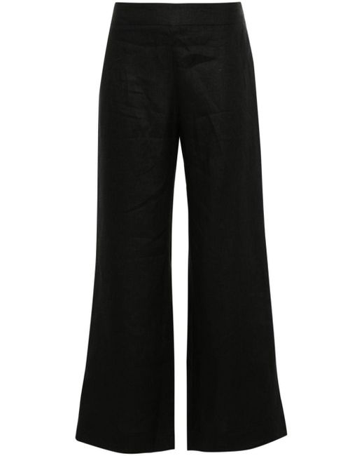 Ermanno Scervino Black Straight-leg Linen Trousers