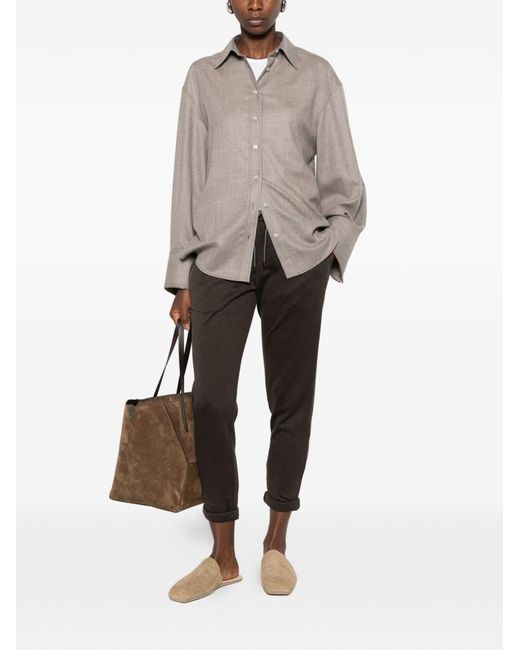 Brunello Cucinelli Gray Cotton And Silk Trousers