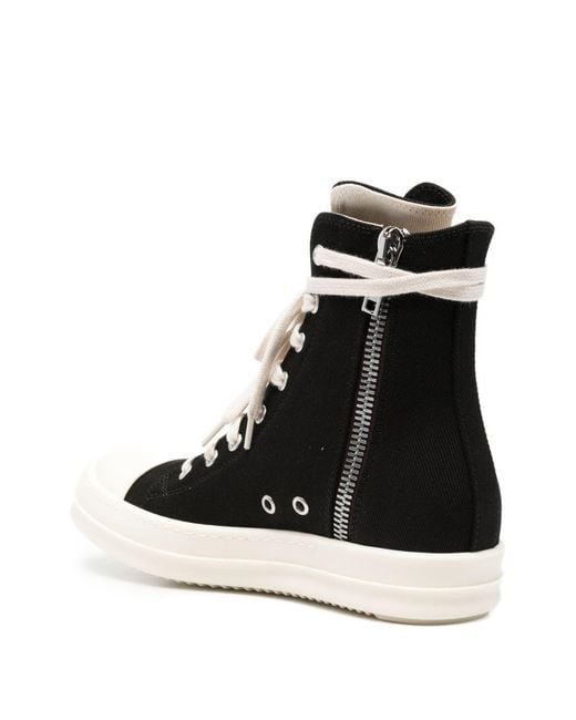 Rick Owens Black Canvas Sneakers