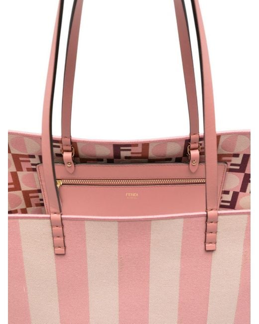 Fendi Pink Roll Large Striped Tote Bag