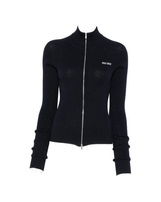 Miu Miu Blue Cotton Cardigan