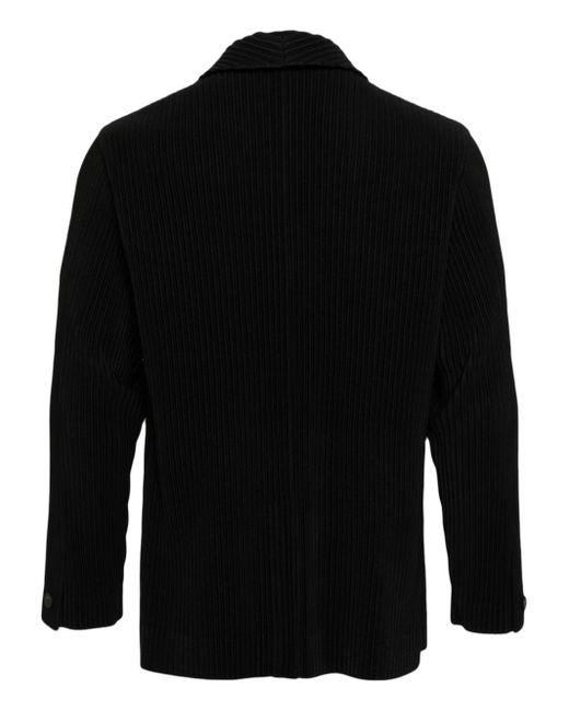 Homme Plissé Issey Miyake Black Pleated Single-breasted Jacket for men