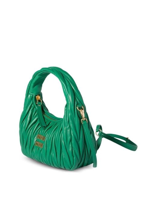 Miu Miu Green Wander Small Leather Hobo Bag