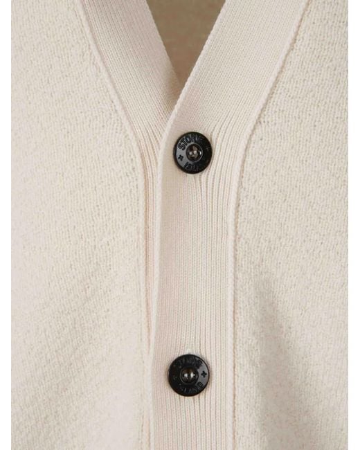 Stone Island White Wool Cardigan for men