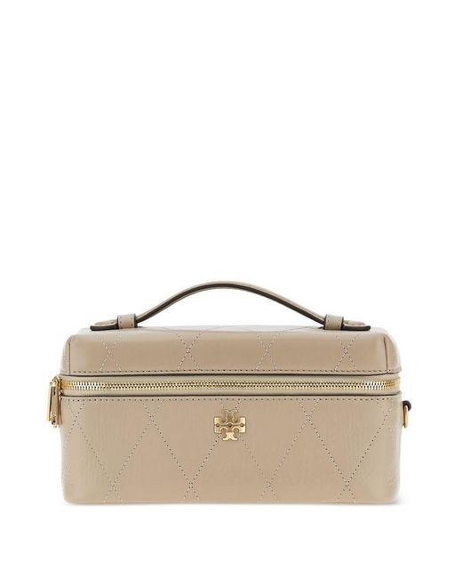 Tory Burch Natural Charlie Quilted Vanity Case