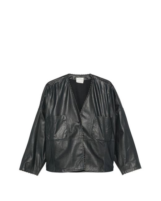 Forte_forte Black Leather Kimono Jacket