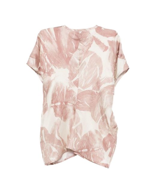 Alysi Pink Printed Silk Blouse